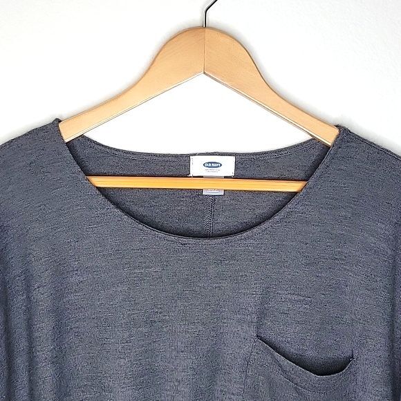 OLD NAVY Gray Casual 3/4 Sleeve Drop Shoulder Round Neckline Slits Shirt size SP - Picture 2 of 11